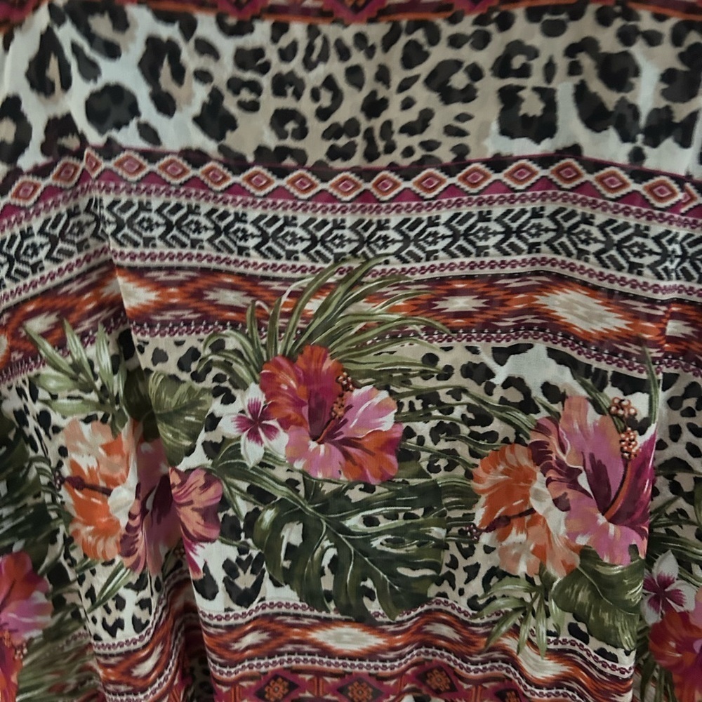 Nwt One World Kimono Floral & Cheetah Cardigan With Cheetah Tank Top Size S — image 5 of 8